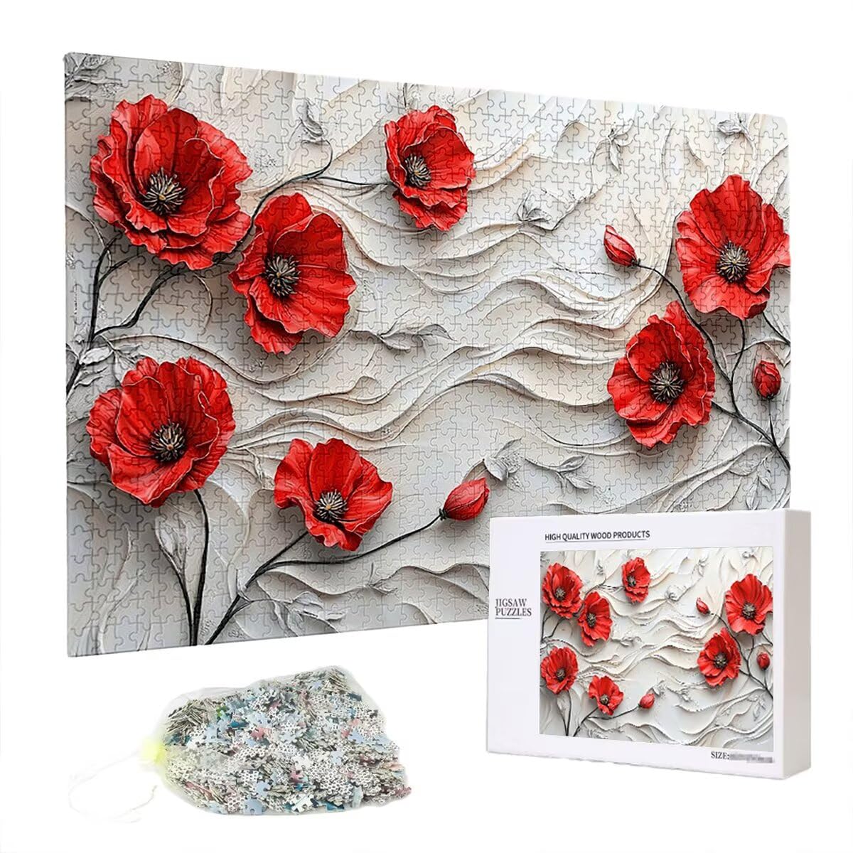 Puzzle 2000 sztuk kwiat dla dorosłych, abstrakcyjne drewniane puzzle dla dorosłych, trudne drewniane łamigłówki, rodzinne gry edukacyjne, łamigłówki z pudełkiem na prezenty dekoracje do domu, prezent