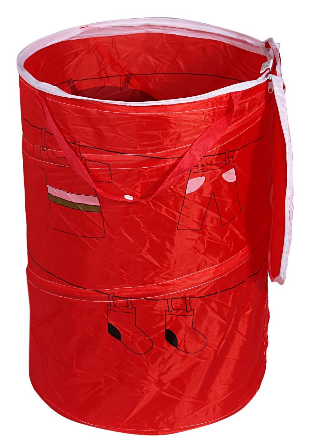 HOKIPO Pop Up Laundry Bag Basket with Zip Lid and Handle 50 Litre, Red — Amazon image 2