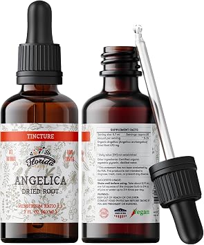 Angelica Tincture, Organic Angelica Extract Angelica archangelica Dried Root Herbal Supplement, Non-GMO in Cold-Pressed Organic Vegetable Glycerin, 700 mg, 2 oz 60 ml