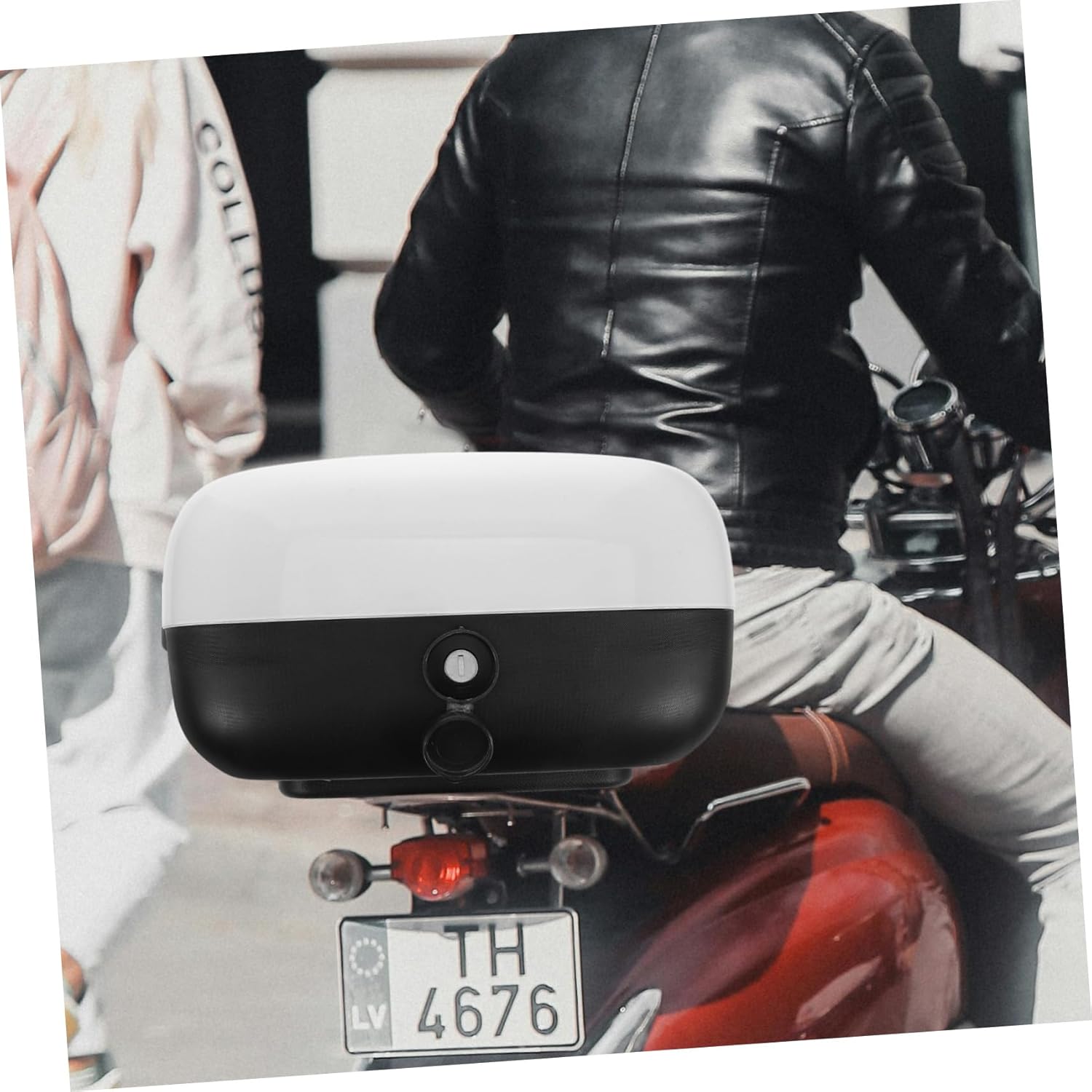 Mobestech Motorcycle Tail Box Weatherproof Storage Box Easy Install Rear Bike Rack for Electric Scooter Moped