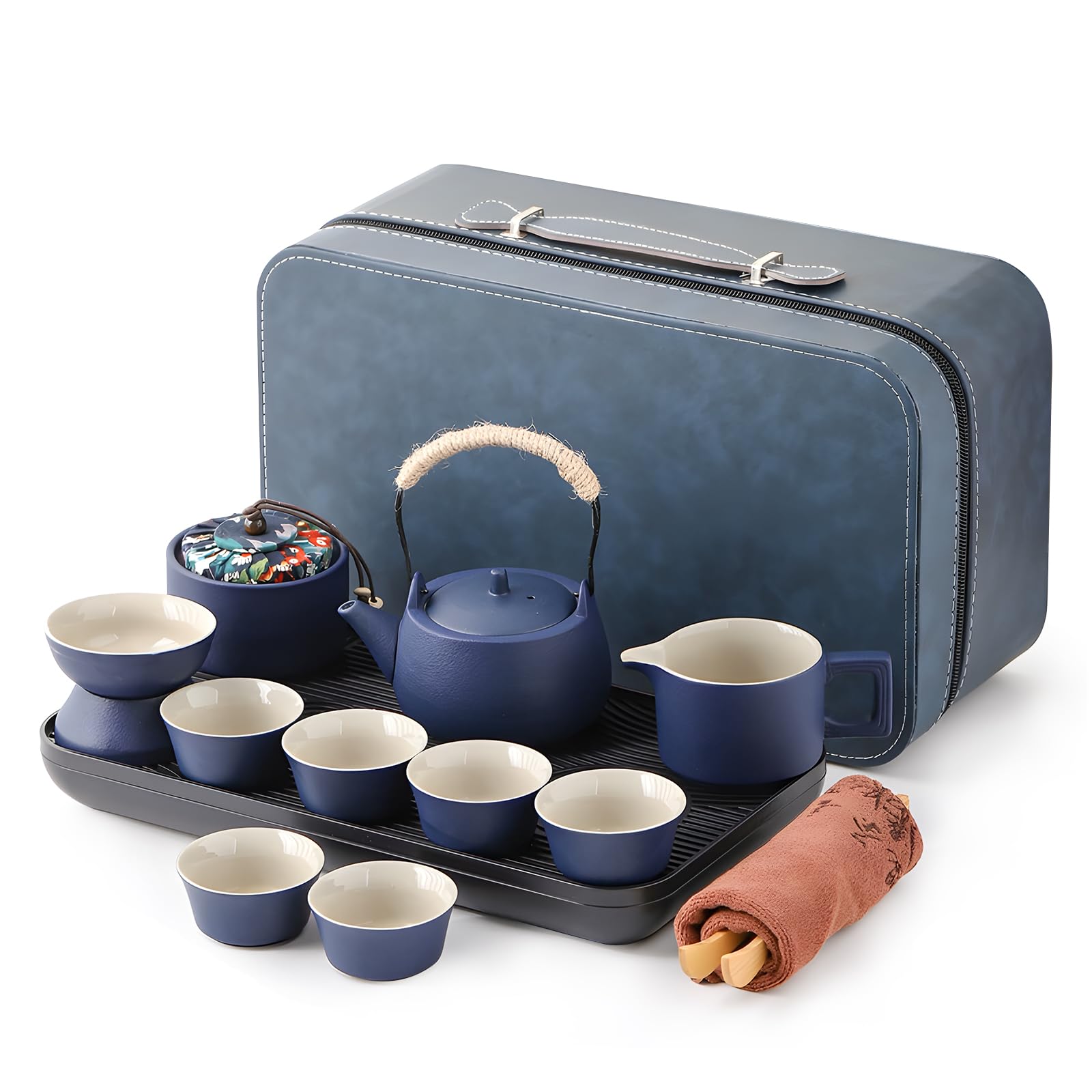 Service à thé portable en céramique avec infuseur passoire et tasses