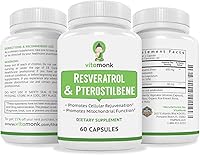 Vista 8 de VitaMonk Resveratrol con pterostilbeno 600 mg/60 mg - Sin rellenos artificiales Suplemento de envejecimiento saludable y longevidad - 60 cápsulas