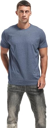 VEIISAR Herren Langarm und Kurzarm T-Shirt aus 200g Baumwolle - Zweiarben-Melange Unterzieh-Shirt - Weich Dehnbar