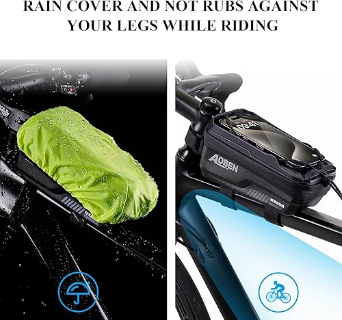 Miniatura 5 de Aoben Bolsa de marco frontal para teléfono de bicicleta de montaña para bicicleta de carretera, carcasa rígida de EVA, soporte de teléfono de