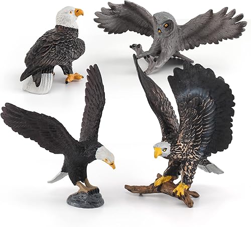 WONWONTOYS Forest Wildlife Bird Toy Set  Búho águila, águila calva, decoraciones de mesa, escena de Navidad, decoración de pasteles, juguetes