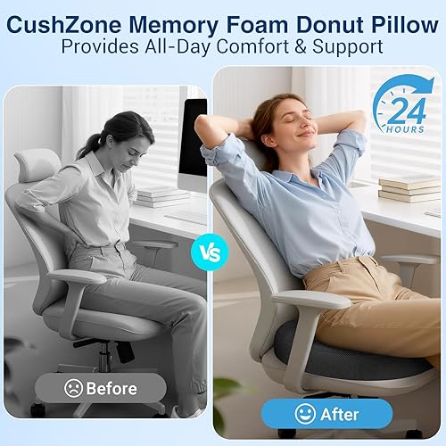 Miniatura 5 de Almohada de dona para embarazo posparto, cojines ergonómicos grandes para asiento de silla, cojín de silla de oficina, almohada transpirable