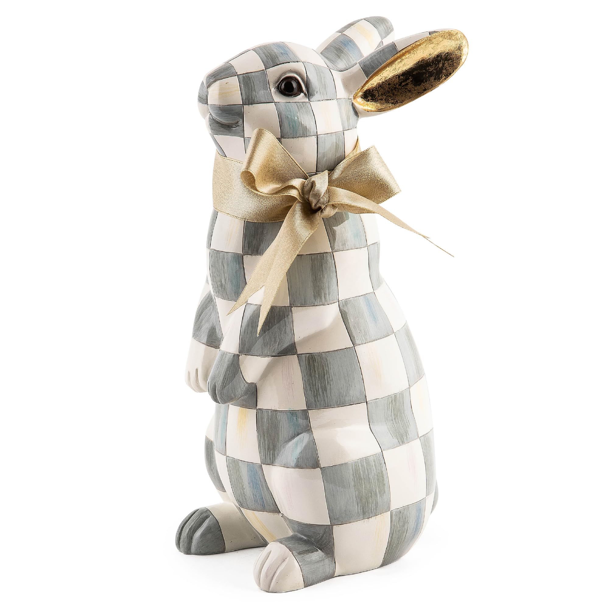 MACKENZIE-CHILDS Bunny Figurine, Rabbit Figurine Decoration for Spring, Standing, Sterling Check