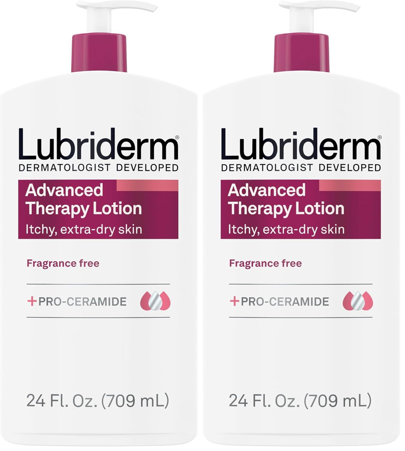 Lubriderm Advanced Therapy Moisturizing Lotion with Vitamins E and B5, Deep Hydration for Extra Dry Skin, Non-Greasy Formula, 24 fl. oz (Pack of 2)