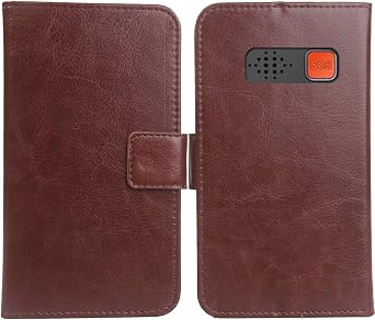 Color Design PU Wallet Flip Leather with Card Slots Cover Skin Protection Case Shell for Easyfone Prime A5 1.8" Brown