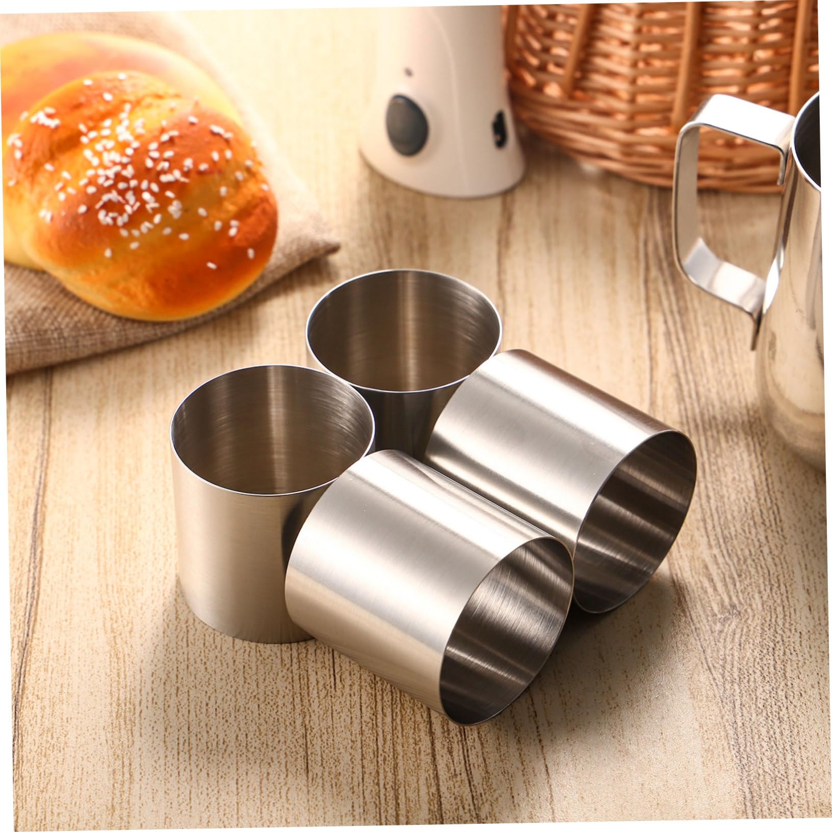 Mipcase Set De 8 Moldes Redondos Para Mousse y Pasteles, Acero Inoxidable Acabado Antihuellas, Fáciles De Limpiar y Desmoldar, Para Reposteros Amateurs