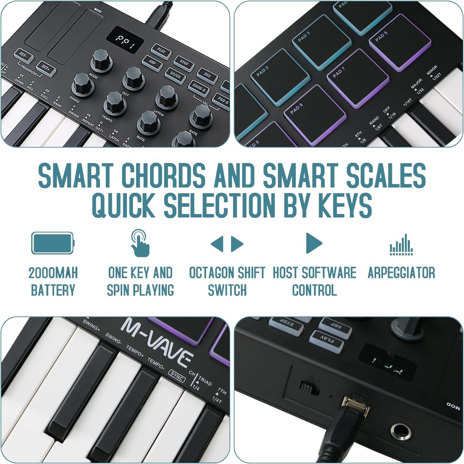 VEDO VAVE SMK-25 Controlador MIDI, com 25 Teclas Sensíveis à