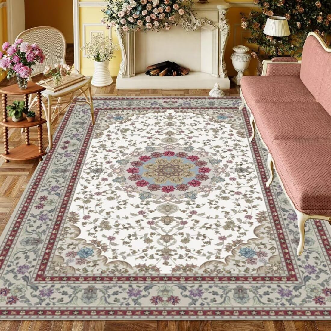 Grand tapis salon blanc 200x300 lavable et tapis de chambre déco