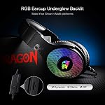 Redragon H350 RGB Casque de jeu filaire, dynamique RGB Feux arrière - Stéréo Surround-Sound - 50MM Conducteurs - Microphone amovible, casques over-Ear PC/PS4/XBOX Un/NS