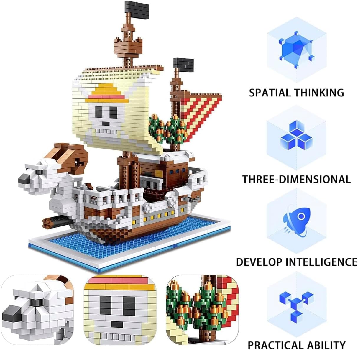 AmazingBlock Reobrix 66010 Barco Pirata Con Velas De Tela, Bloques De