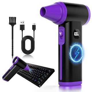 Godboat Keyboard Cleaner - 130000 RPM Electric Air Duster, 8-Gear Compressed Air Dusters, Rechargeable Handheld Blower, Portable Cordless Cleaning Tool, Tech Gifts for PC/Computer/Car/Office, Black - Amazon product rated Grade A