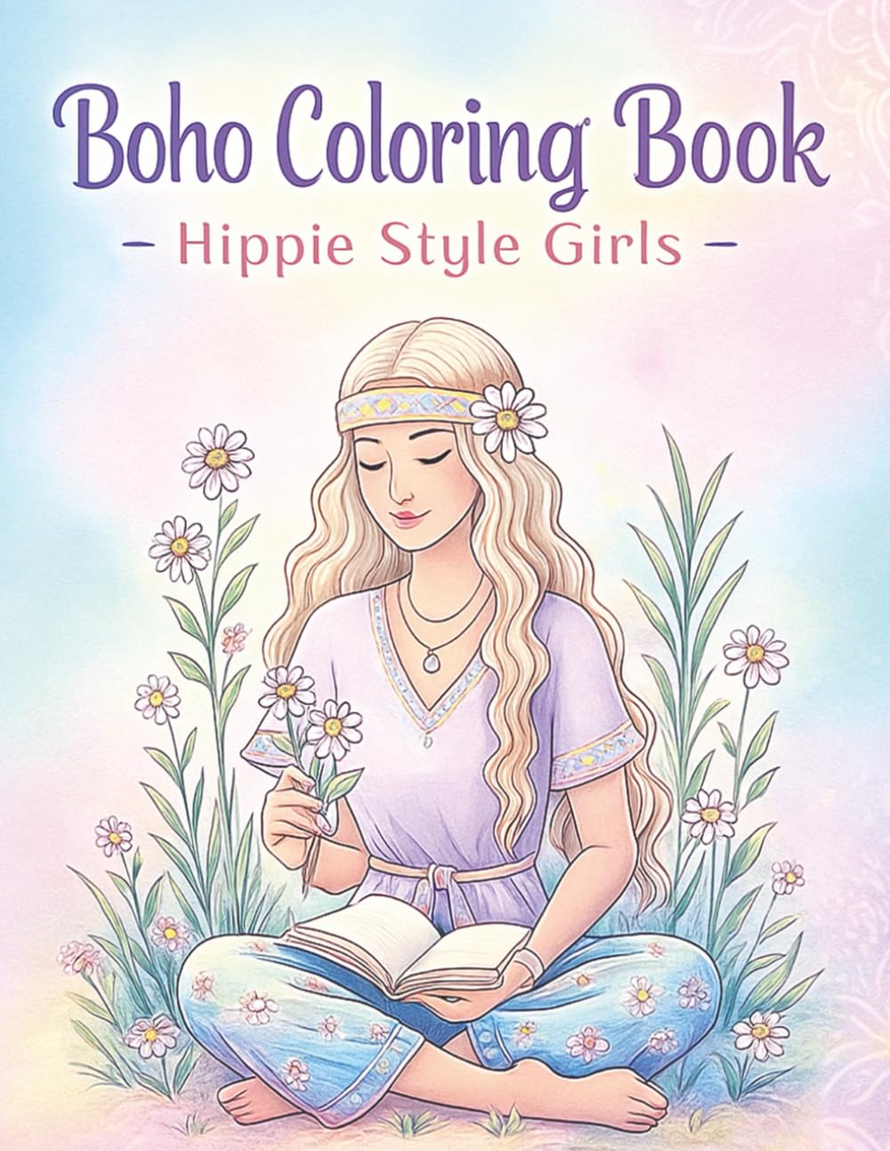 Boho Coloring Book - Hippe Style Girls: Relaxing Artwork Inspired by Retro Vibes and Wild Feminine Energy