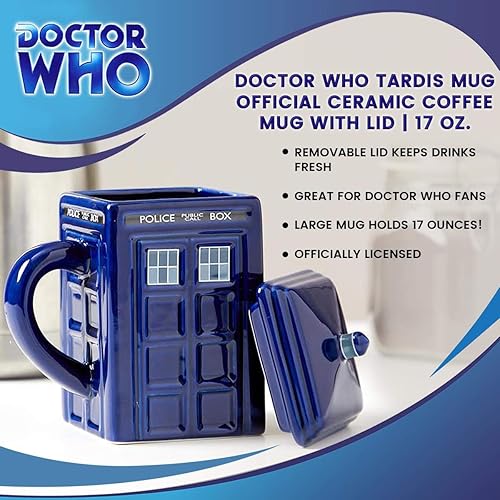Miniatura 6 de Taza Doctor Who con forma de Tardis, 17 onzas