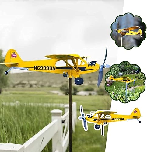 Miniatura 5 de Generic Veleta flotante de avión Piper J3 Cub hecha a mano (1 unidad), veleta de avión, decoraciones de jardín geniales para hacer que tu jardín