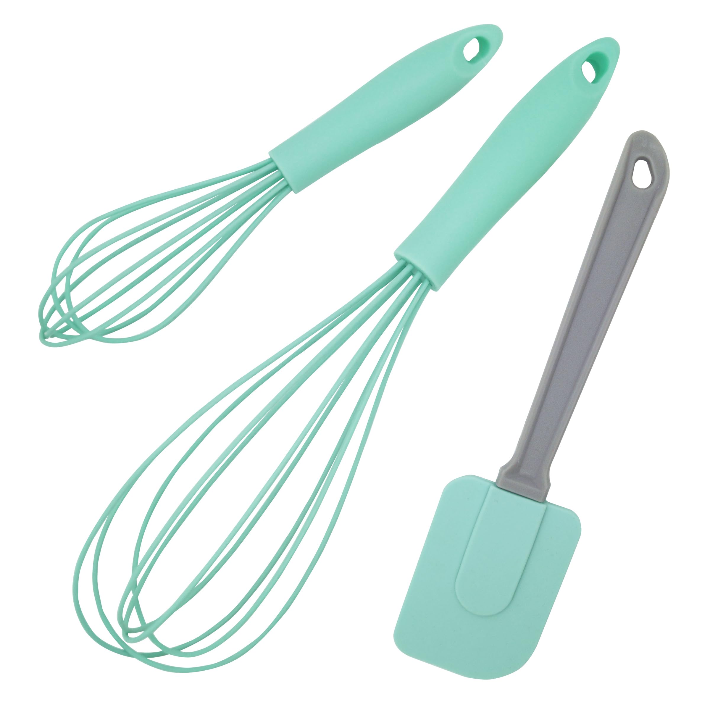 Whisk, Dough Scraper, 3 Pieces 21 cm, 30 cm, Whisk, Stirring, Mixing, Whisk, Dishwasher Safe (Pastel Green)