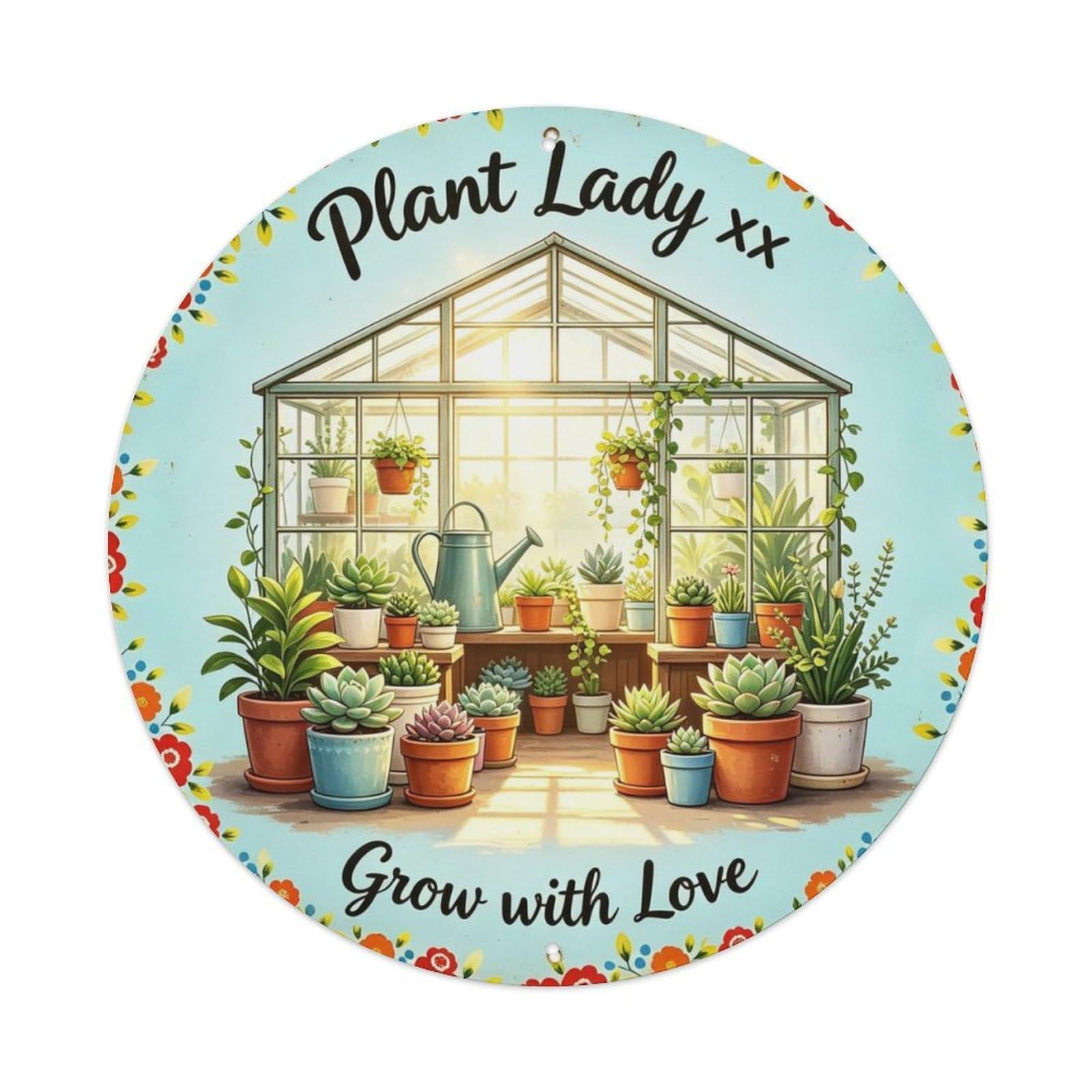 Grow With Love Metal Tin Sign Plaque