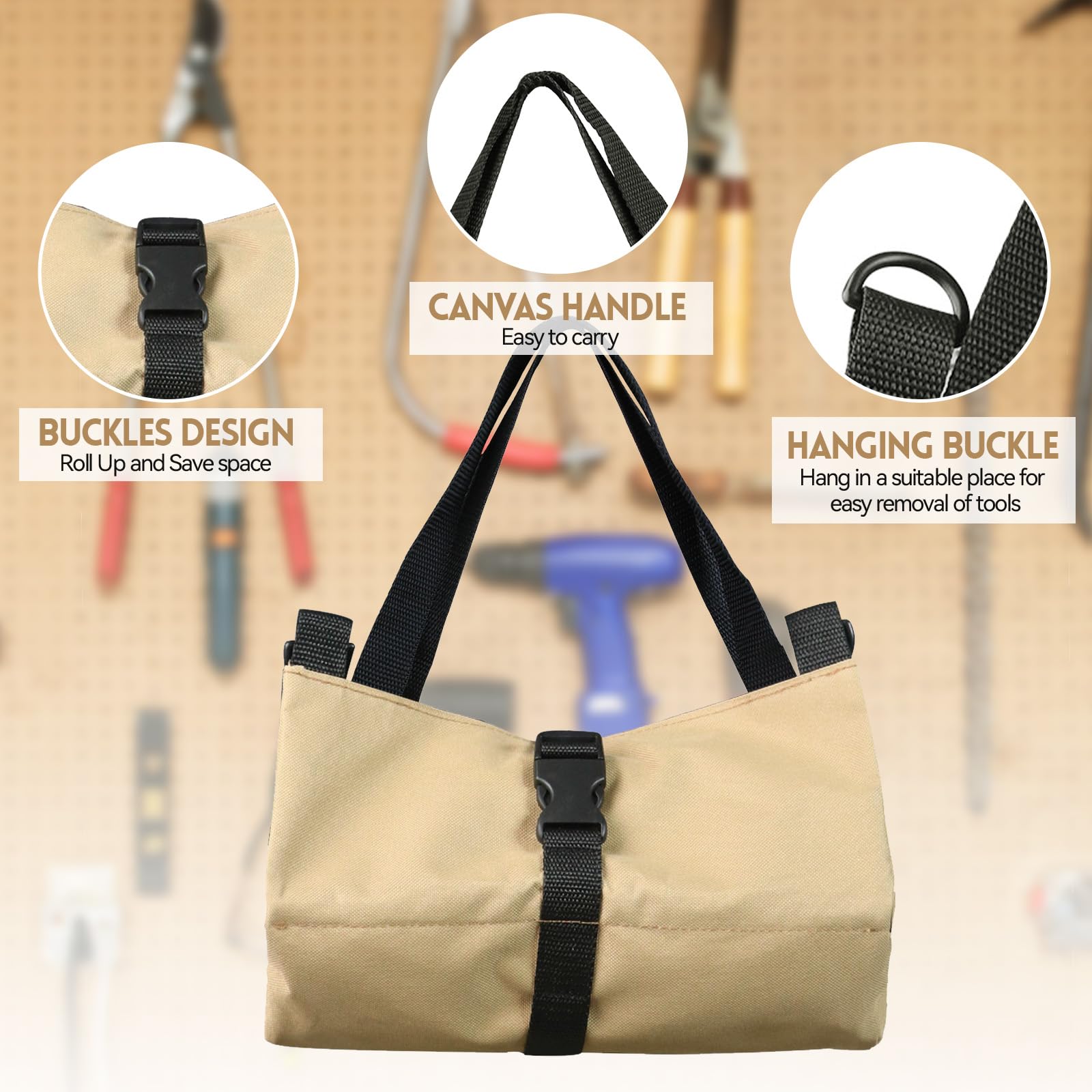 Tool Roll Bag, Canvas Wrench Tool Bag, Multi-Purpose Roll