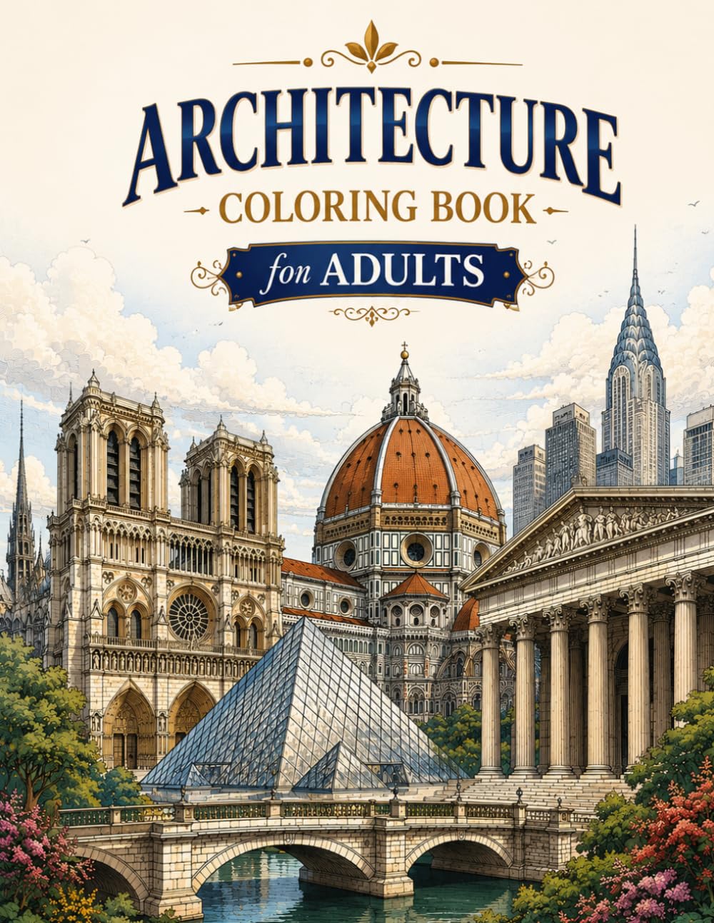 Architecture Coloring Book for Adults: Majestic Castles, Palaces, Temples and Cathedrals of the World, a Relaxing Gift for Grown-Ups