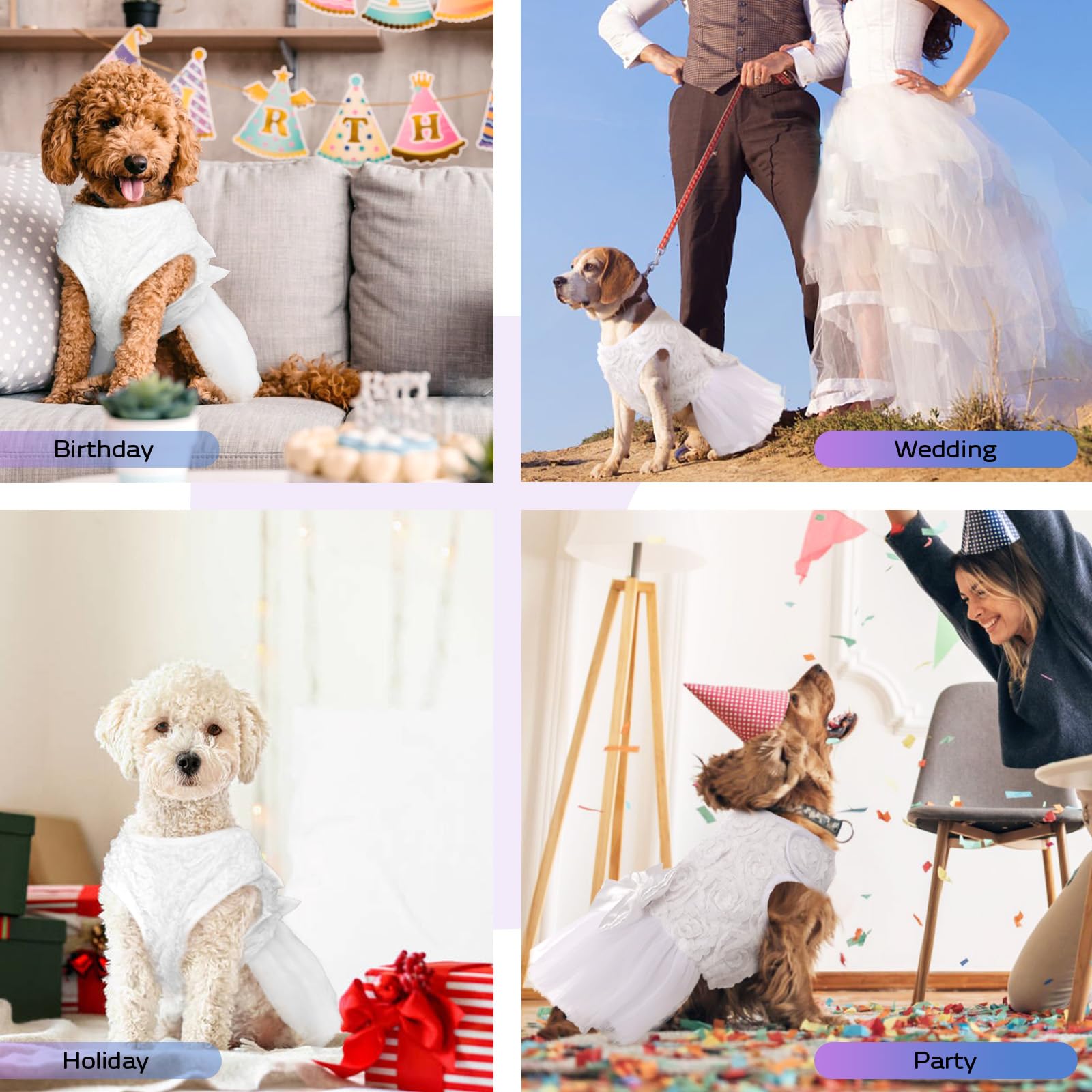 formal dog dresses QBLEEV Dress Tutu Skirt for Large Dogs Girl, Sweet Dog White Princess with Bowknot and Rose Decor,Pet Lace Costume Summer Apparel Clothes for Wedding Party Holiday, XL and Ivory Rush Service:No Rush mini-girls Dream Garland Strapless Gown