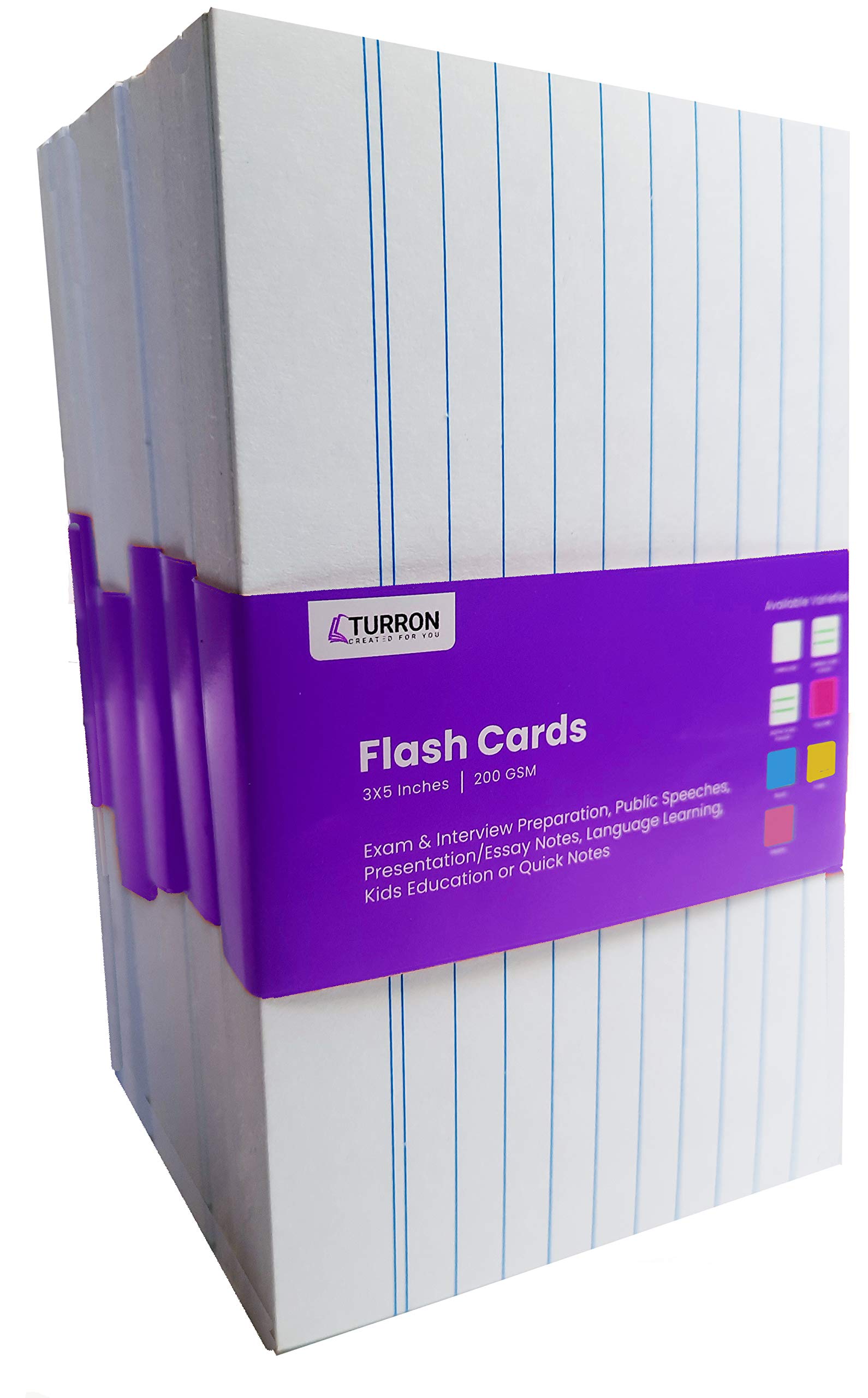 Buy Turron Bulk Pack 300 Index Flash Cards Both Sides ruled, 3 x 5