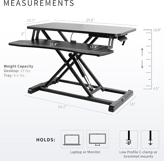 VIVO Black 26 in Standing Desk Converter, DESK-V026KB