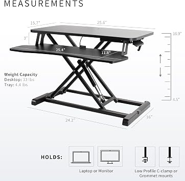 VIVO Black 26 in Standing Desk Converter, DESK-V026KB