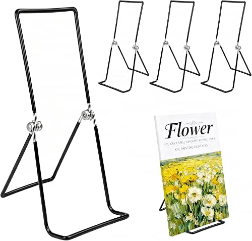 4 Pack Large Metal Book Stand, Adjustable Display Holder Easel