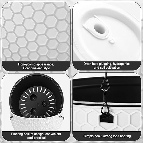 Miniatura 3 de Gejoy 4 macetas colgantes de riego automático para plantas de interior y exterior, colgador de plantas de plástico de 8 pulgadas con orificio