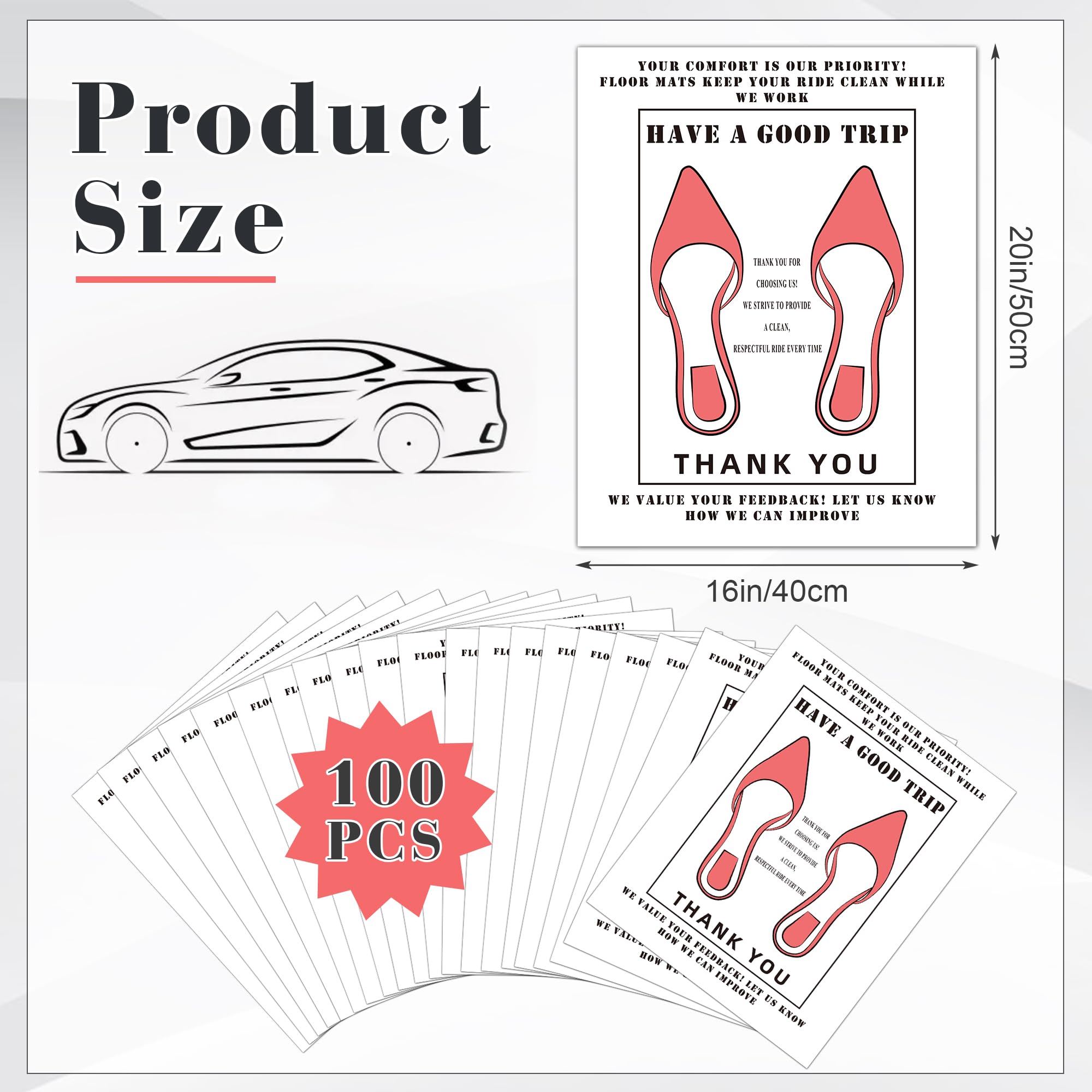 Solaradgy 100Pcs Paper Floor Mats for Cars 16 x 20 Inches Paper Floor Mats for Cars Detail with — view 3