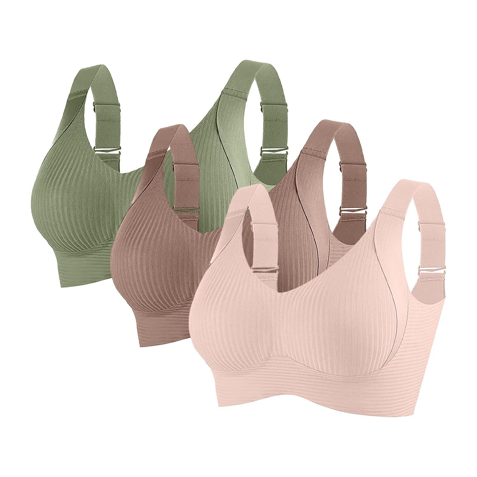 Set di 3 reggiseni senza cuciture, reggiseno da donna, senza cuciture, reggiseno da donna, anti-cedimento e anti-spalla, tinta unita, morbido e confortevole, per un comfort tutto il giorno, N2