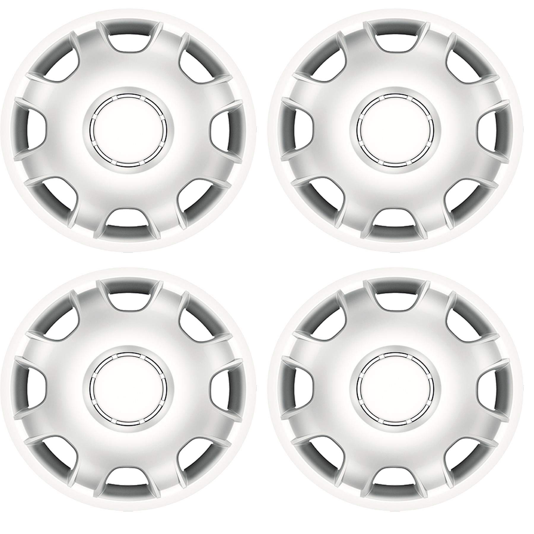 UKB4C 4 x 15 Alloy Look Black & Silver Extra Deep Dish Commercial Wheel Trims Hub Caps for Vans, Motorhomes…