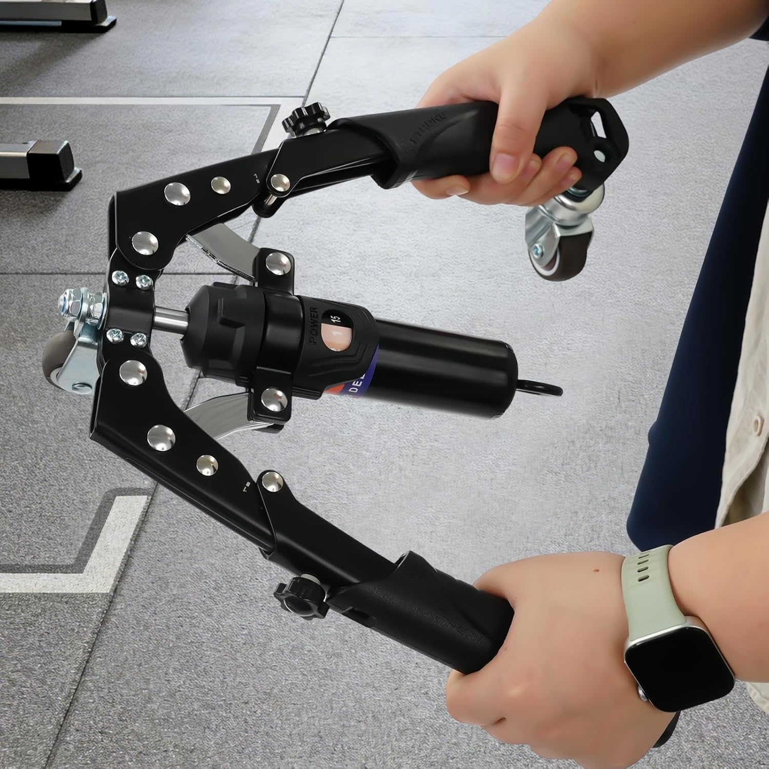 440.9 LBS Twister Arm Trainer, Arm Exercise Equipment Carbon Steel Hydraulic Power Twister Adjustable Chest Workout Chest Expander Shoulder Muscle Training Fitness Equipment w/3* Wheels