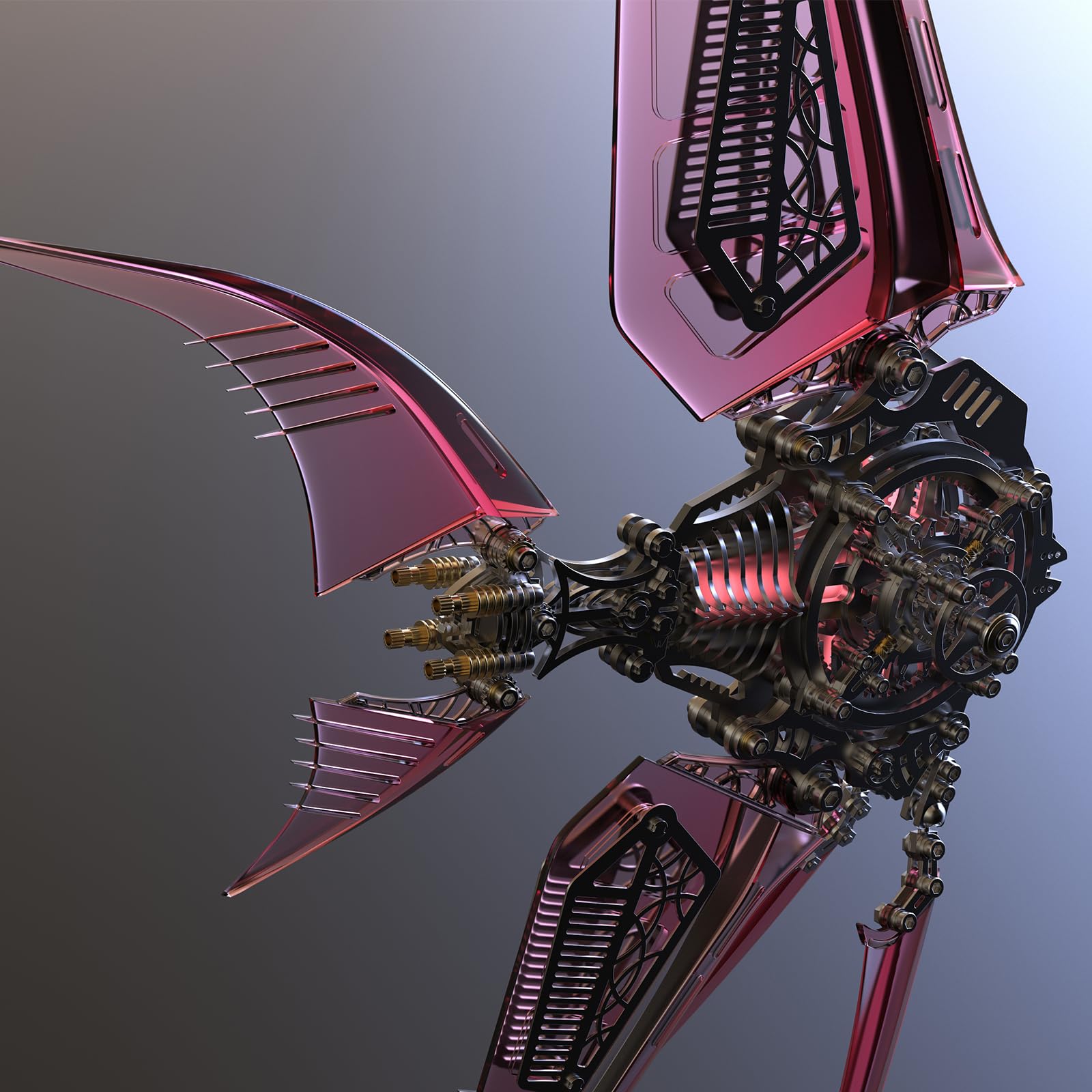 Metalkitor Metalowe puzzle 3D dla dorosłych - zestaw modelowy skalary z magnetycznymi światłami sterującymi, steampunk, ozdoba DIY, montaż łamigłówki, 529 szt., czerwone
