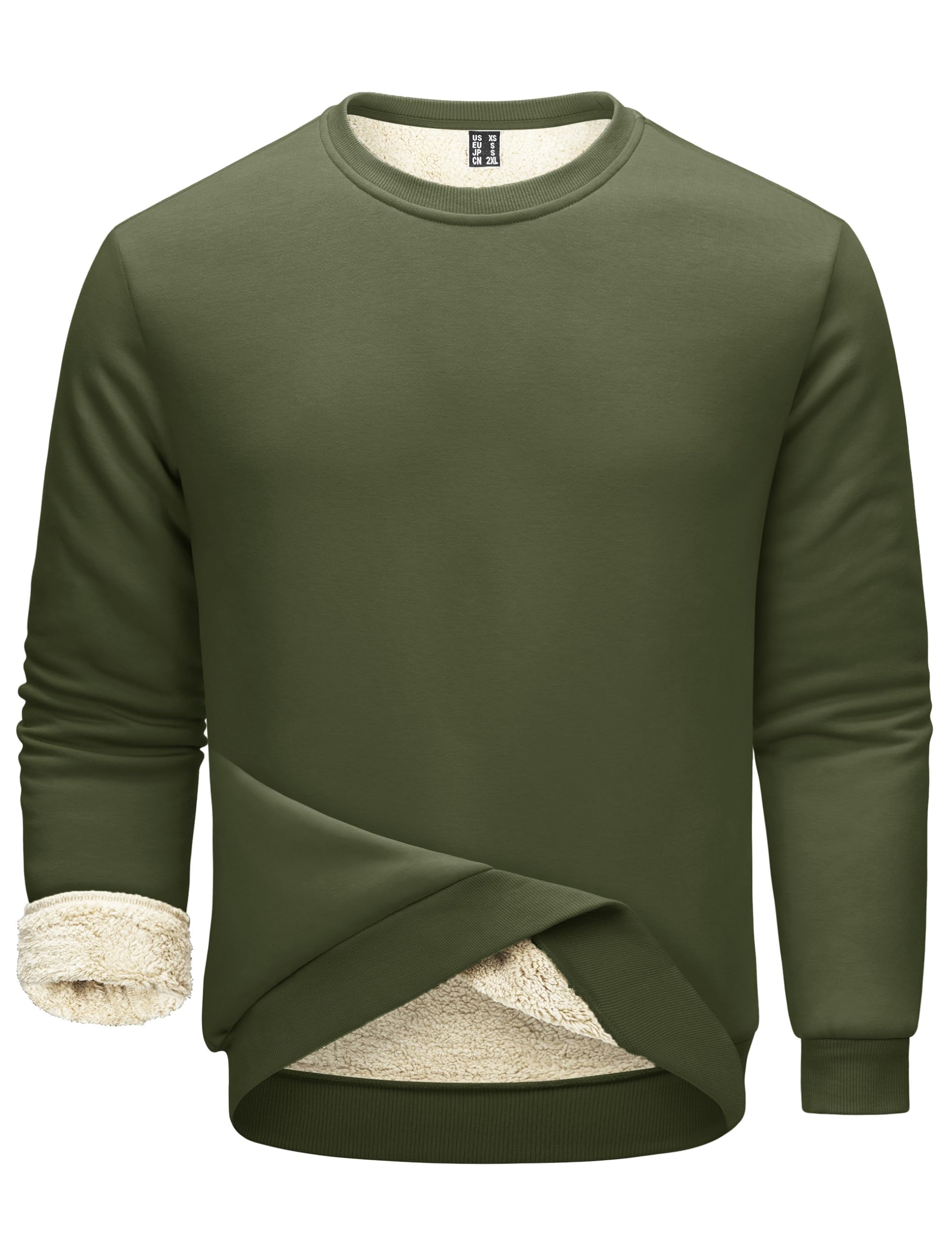 FASKUNOIE Men's Fleece Sweatshirts Thermal Crewneck Sweatshirt Winter Warm Sherpa Lined Pullover Shirt