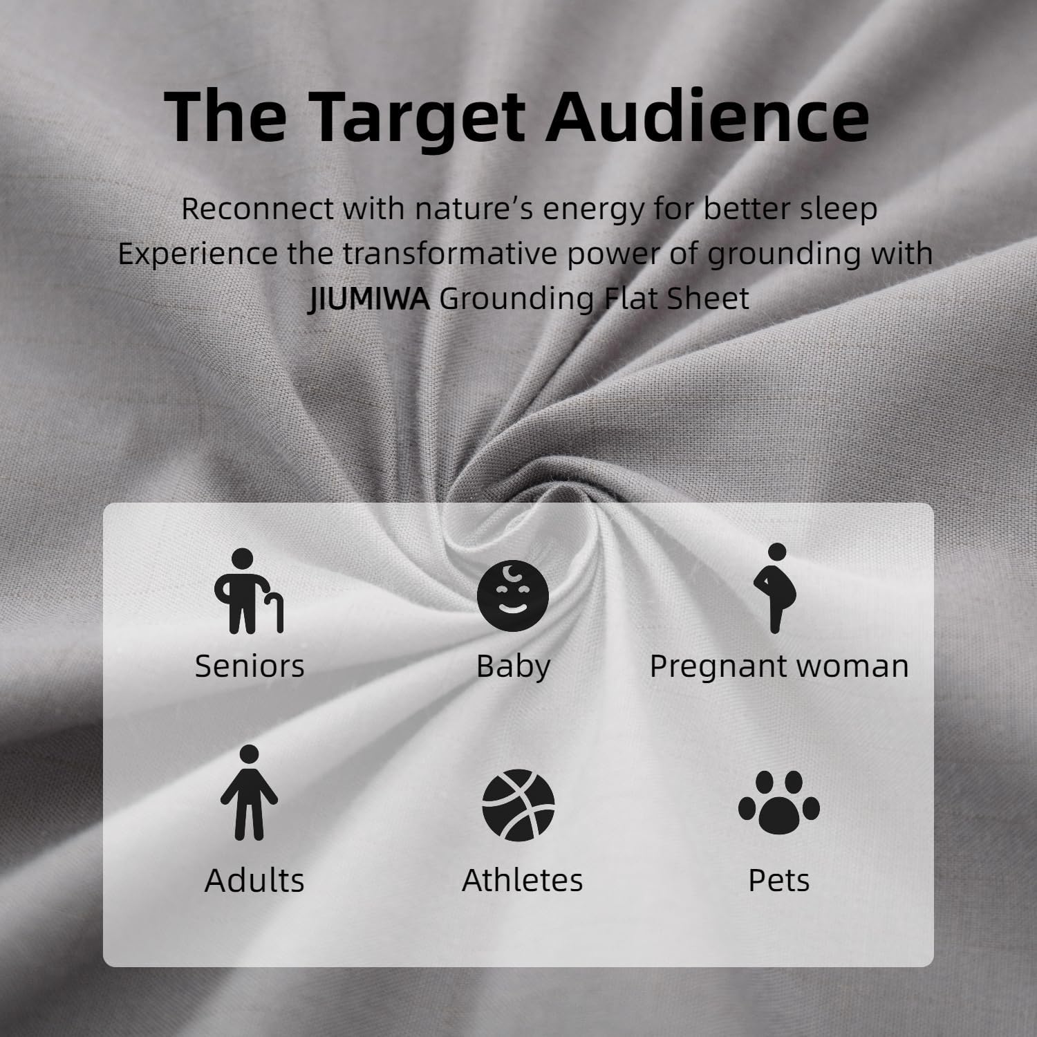 Grounding Sheets Queen Size with 15' Grounded Cord 90% Organic Cotton & 10% Pure Silver Fiber Grounding Flat Sheet Conductive Earthing Sheets Earth Connected Bedding, Gray