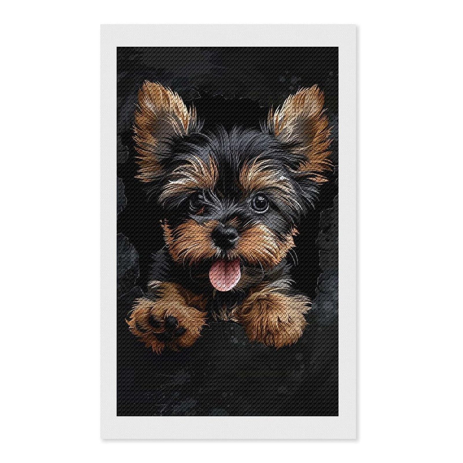Junmoney Yorkshire Terrier(2) Diamond Painting Canvas Kit 12"x20", Relaxing DIY, Modern Decor, Aesthetic Room Decor, Home Wall Art, Wall Art Gift