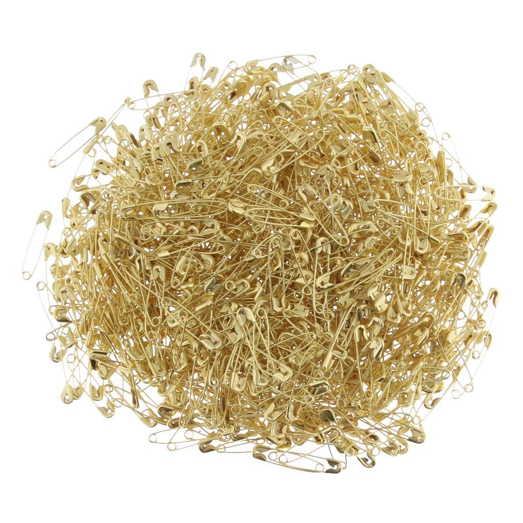 Glossy Metal Needle Safety Pins Nickle Plated 1000 Pcs 22 mm Gold