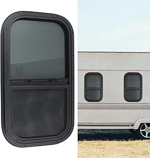 TBVECHI RV Window Teardrop 12" W x 22" H 1-1/2" Vertical Sliding Replacement Glass Window+ Mounting Trim Ring for RV, Camper, Cargo, Vertical Trailer