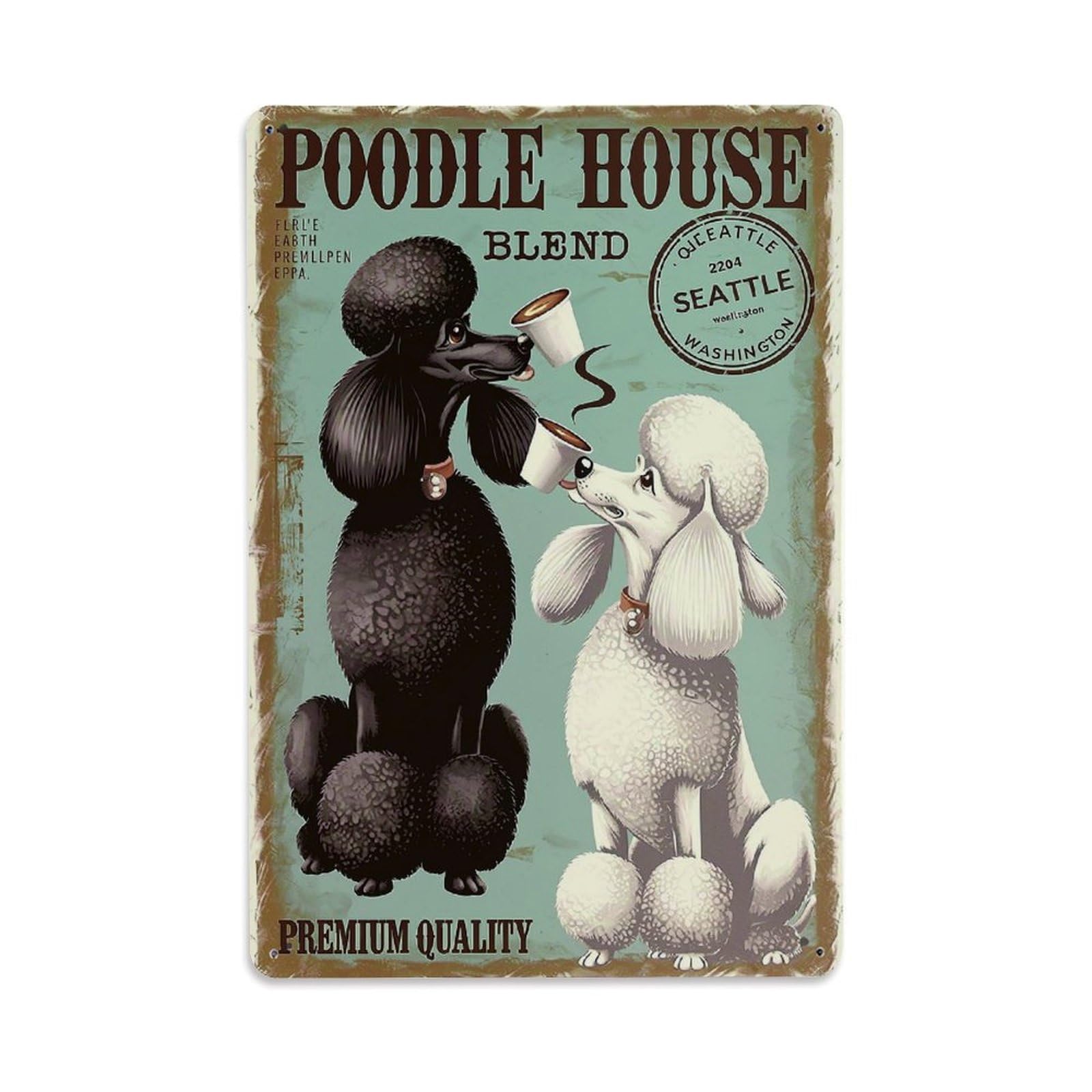 Jdfenggu Vintage Poodle House Blend Poster Retro Metal Tin Sign, Metal Poster For Bar, Home, Man Cave, Kitchen, Laundry Room Art Decor 8X12 Inch
