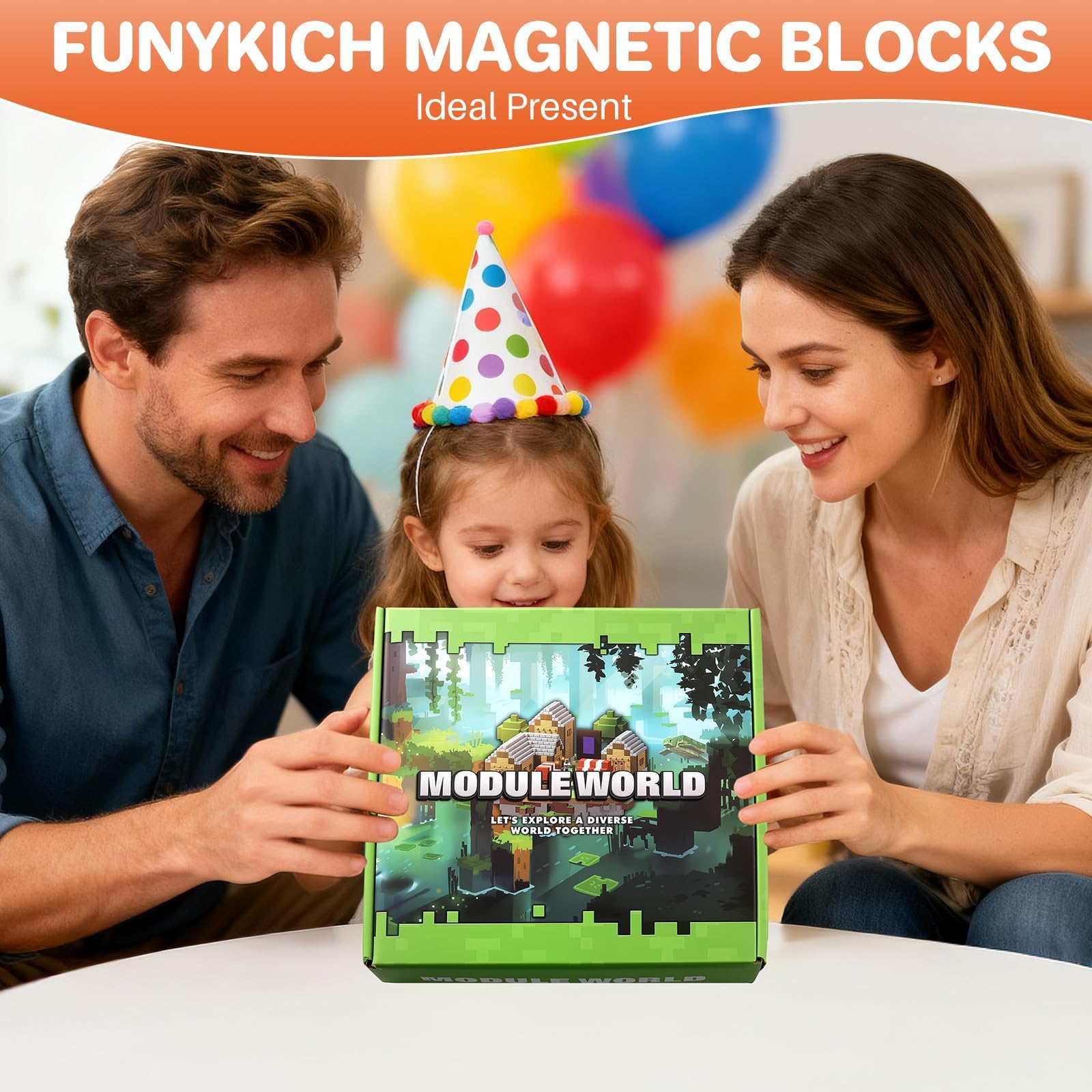 FUNYKICH Magnetyczne klocki, 470 sztuk klocków magnetycznych do budowy świata magnetycznych zabawek dla dzieci w wieku 3-10 lat, chłopców i dziewczynek, magnetyczne klocki STEM Montessori do