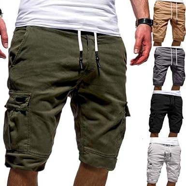 Drawstring Elastic Waist Cargo Shorts 