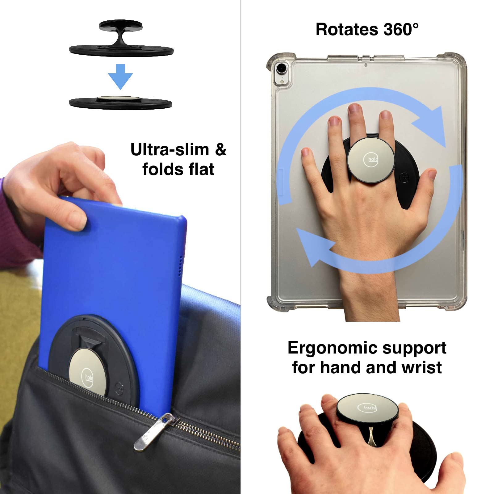 G-Hold® - Soporte ergonómico para tablet funciona con cualquier tableta, tableta, e-Reader, iPad - universal, ergonómico, giratorio, plegable y ajustable (Champagne Gold)