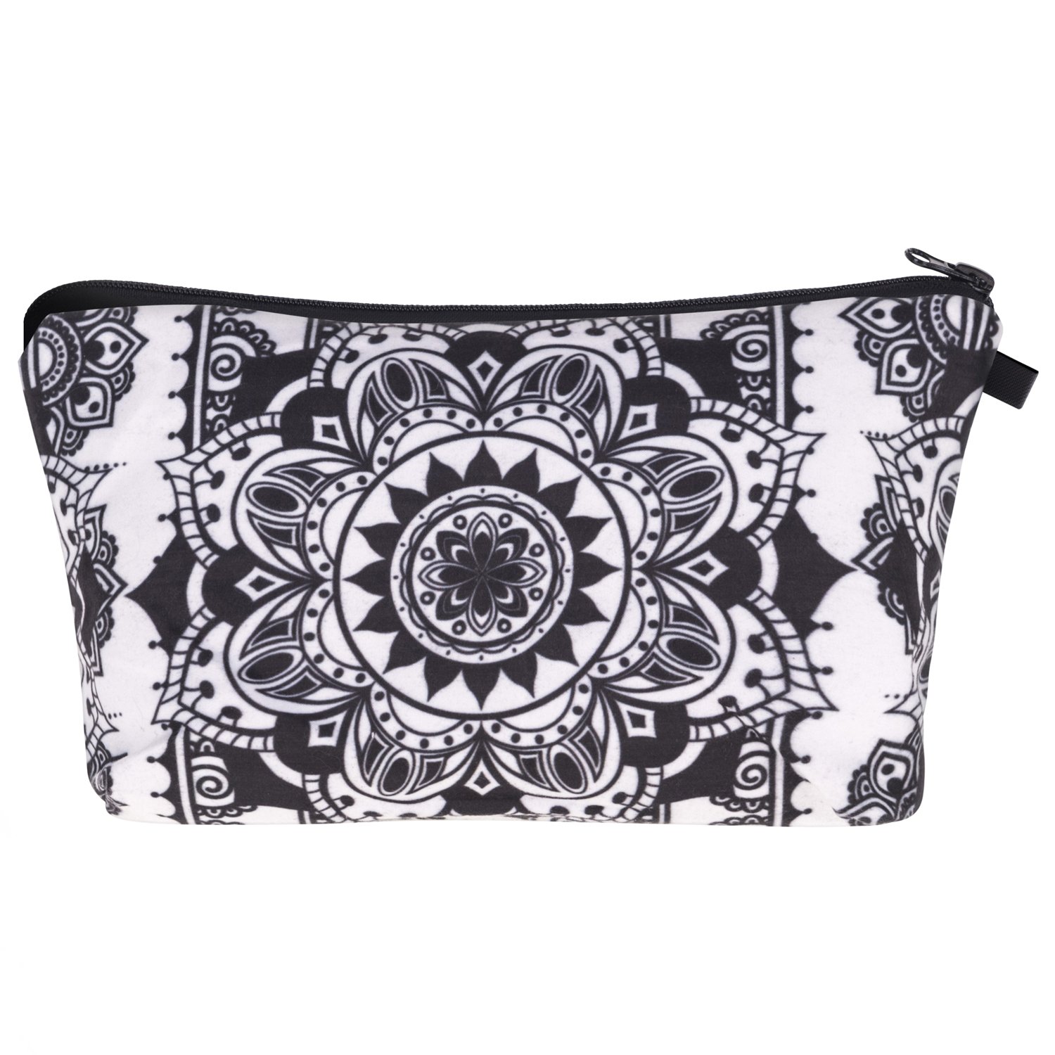 Women’s Make Up Bag Small Cosmetic Pouch Funny Cute Wash Bag Printed Toiletry Beauty Organiser Pencil Case (mandala-black)
