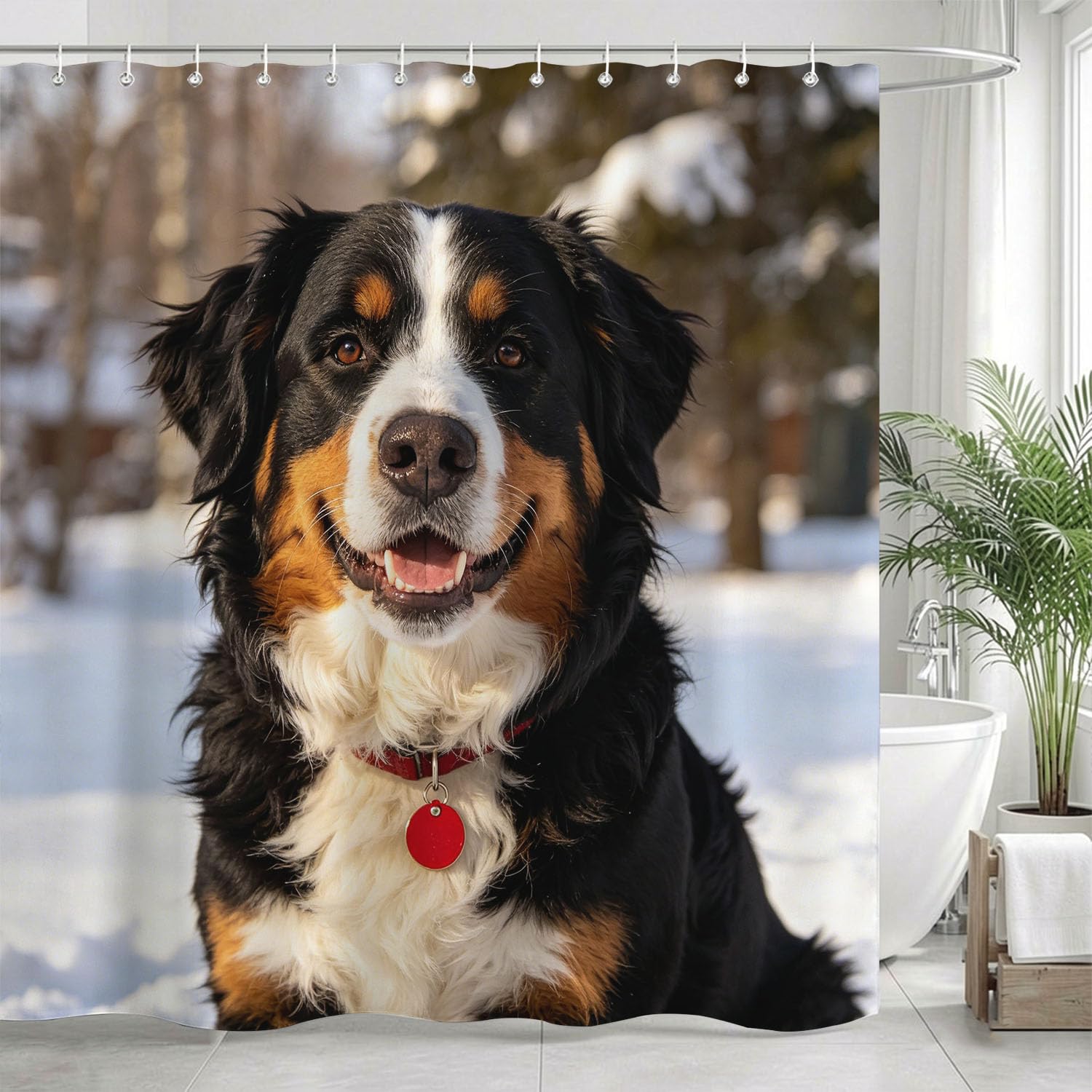 Shower curtain tissu polyester de haute densité avec motif chien 3D