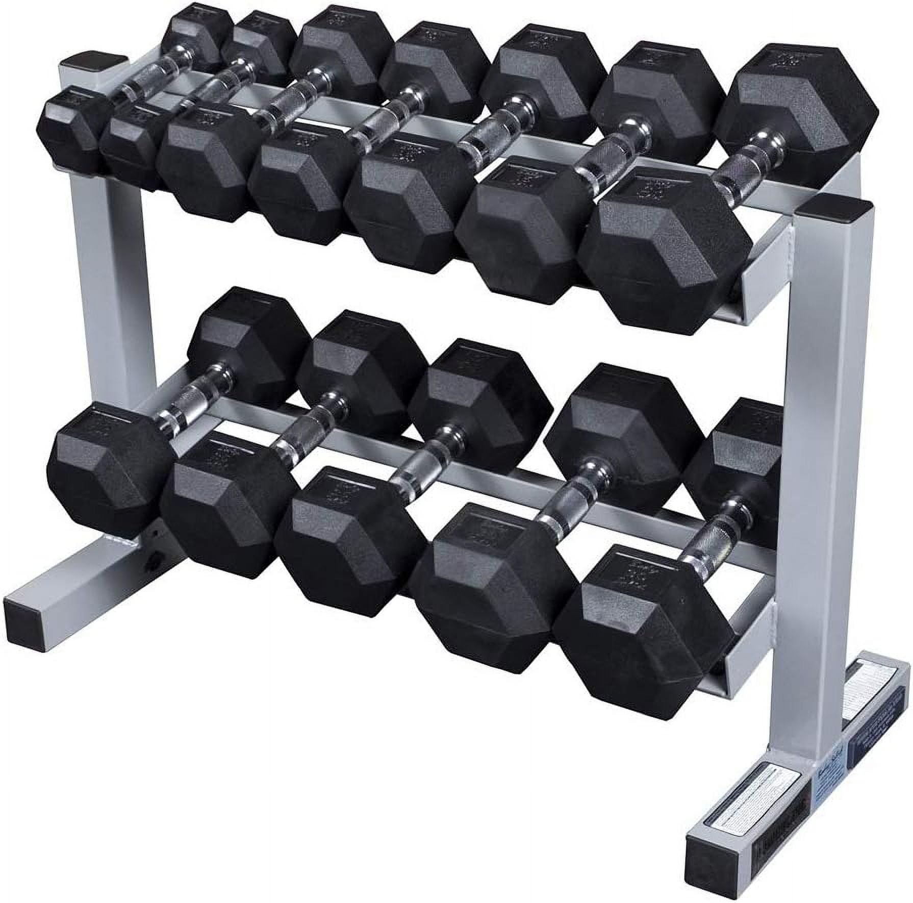 IBS FITNESS Two-Tier Dumbbell Rack, SILVER for Weight Storage Stand for Home/Commercial Gym, CRC Steel Tube, Made in India, Free Installation Assistance. DUMBELL ARE NOT INCLUDED. 1