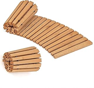 Wooden Garden Walkway (6' Curved Pathway) Roll Out Wooden Walkway Garden Pathway Cedar Pathway Weather-Resistant UV Protected Roll Up Wood Road Floor for Outside, Patio, Beach, Wedding Party